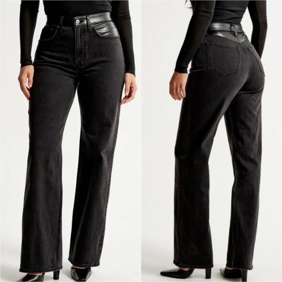 Abercrombie 90s Relaxed High Rise Jean Curve Love 32 Black Denim women's NWT - Picture 1 of 8